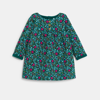 فستان طفلة رضيعة مبطن عليه صورة ورود وبنطلون ليجينز أخضر